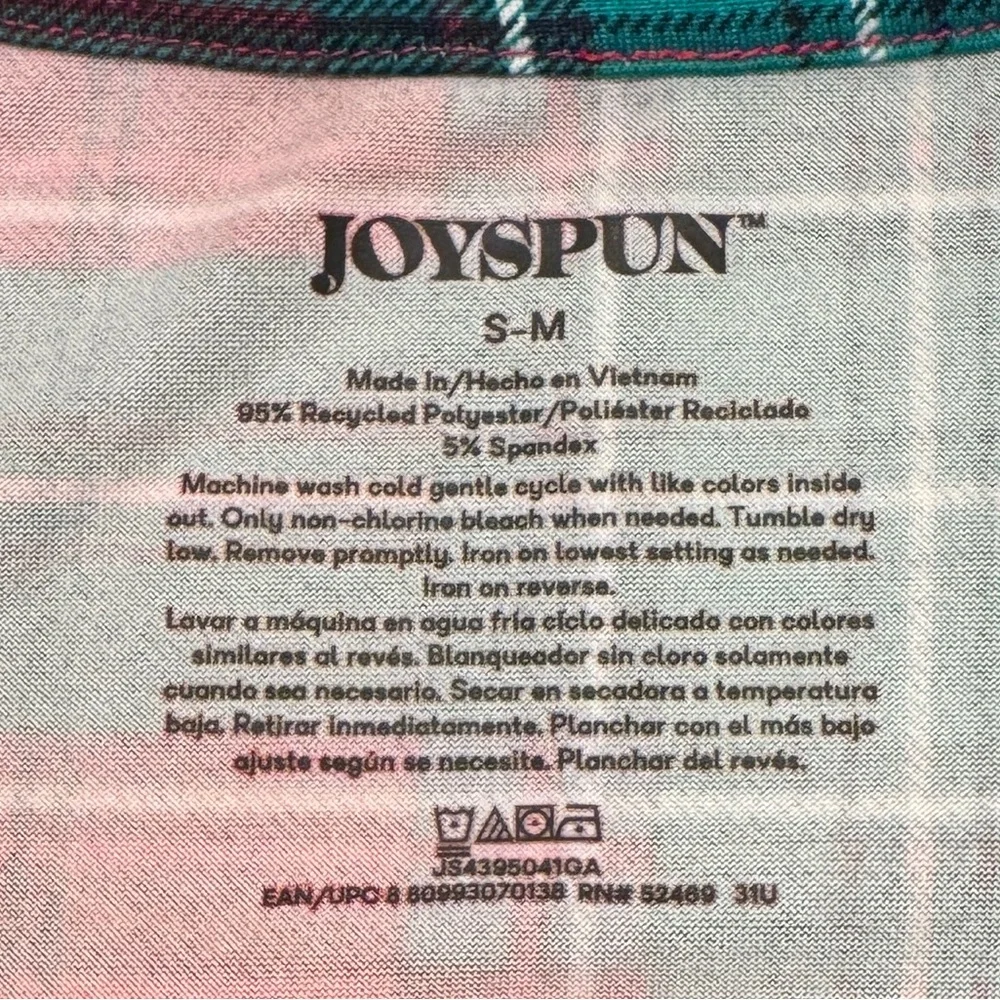 Joyspun Women’s Red and Green Plaid Cheers Holiday Sleep Shirt PJs Size M NWOT - Picture 8 of 9